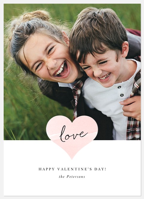 Watercolor Heart Valentine Photo Cards