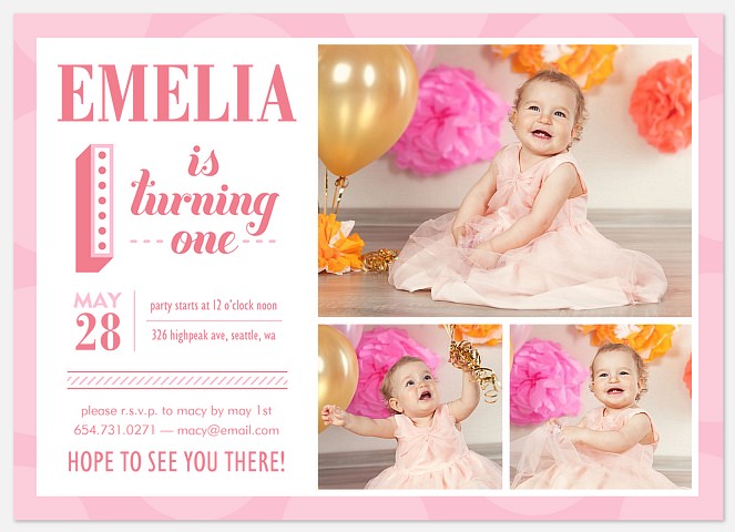 Sweet Happiness First Birthday Invitations