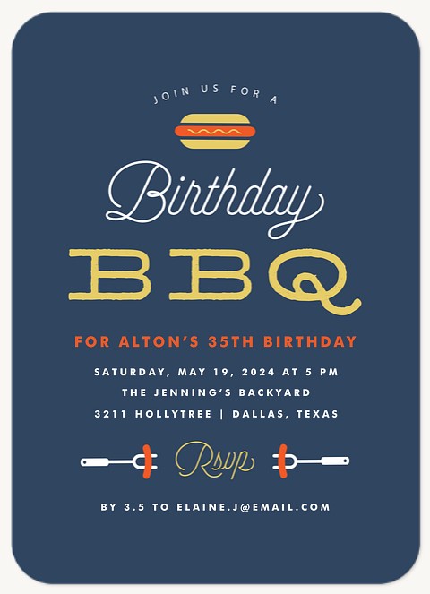 Grilled Perfection Adult Birthday Party Invitations