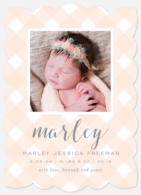 Spring Gingham Baby Birth Announcements