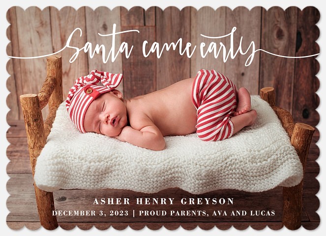 Santa Came Early Christmas Birth Announcements