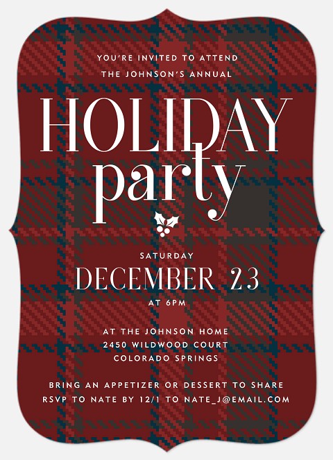 Festive Flannel Holiday Party Invitations