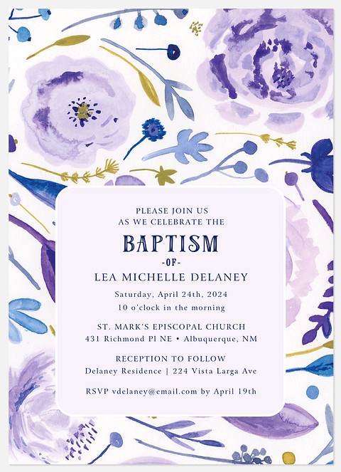 Bloomed Baptism Baptism Christening Invitations