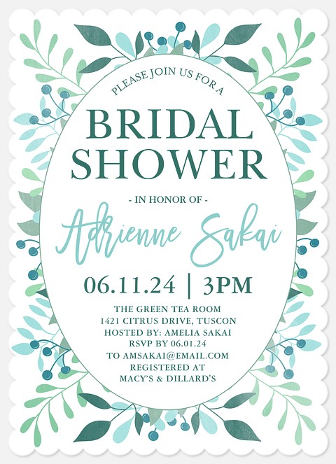 Botanical Frame Bridal Shower Invitations