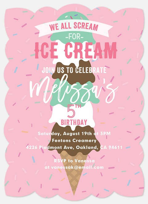 Ice Cream Social Kids' Birthday Invitations