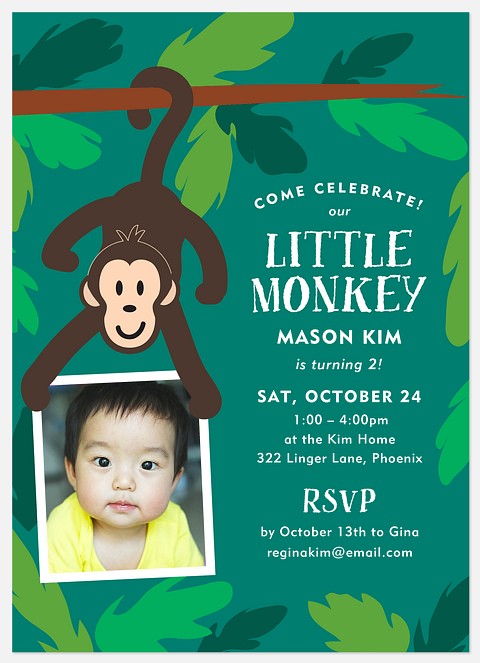 Little Monkey Kids' Birthday Invitations