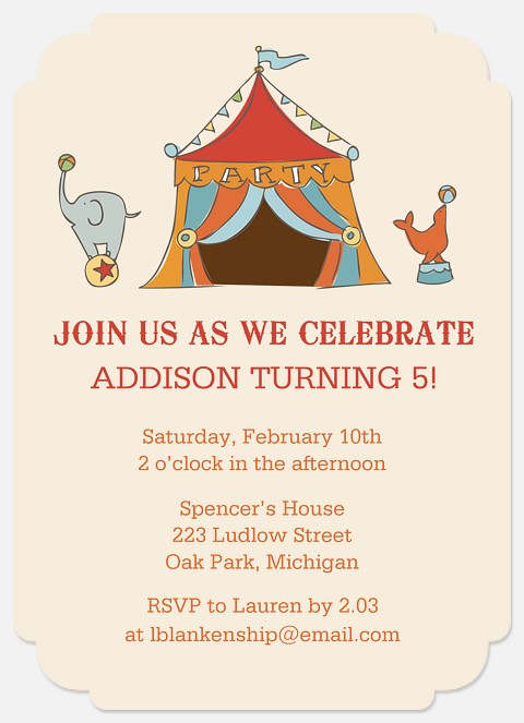 Sweet Circus Kids' Birthday Invitations