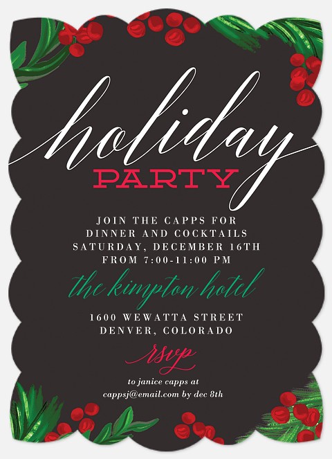 Painted Pine Holiday Party Invitations