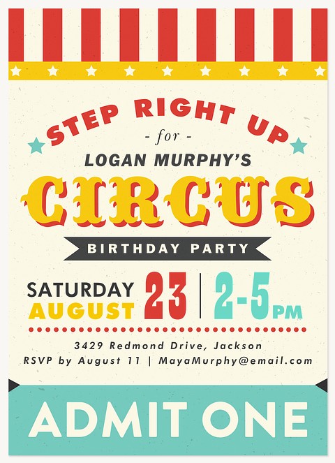 Step Right Up Kids Birthday Invitations