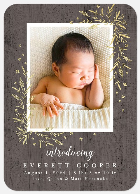 Shimmering Woodland Baby Birth Announcements
