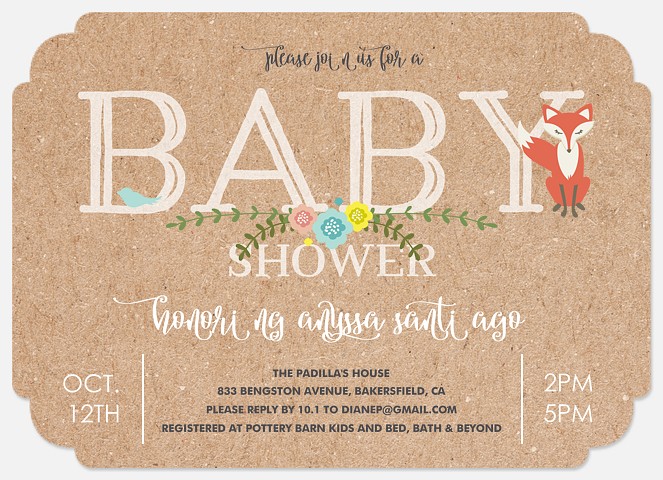 Woodland Craft Baby Shower Invitations