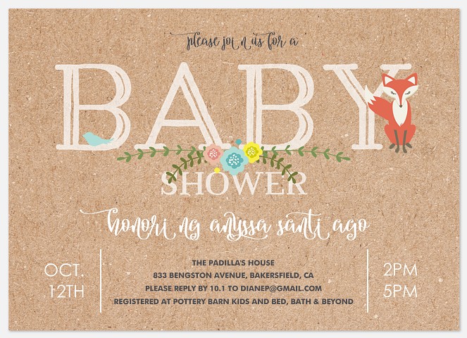 Woodland Craft Baby Shower Invitations