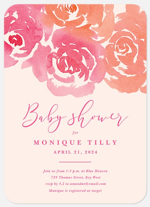 Watercolor Bouquet Baby Shower Invitations