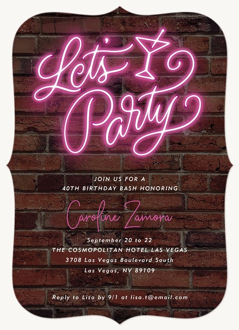 Pink Neon | Adult Birthday Party Invitations