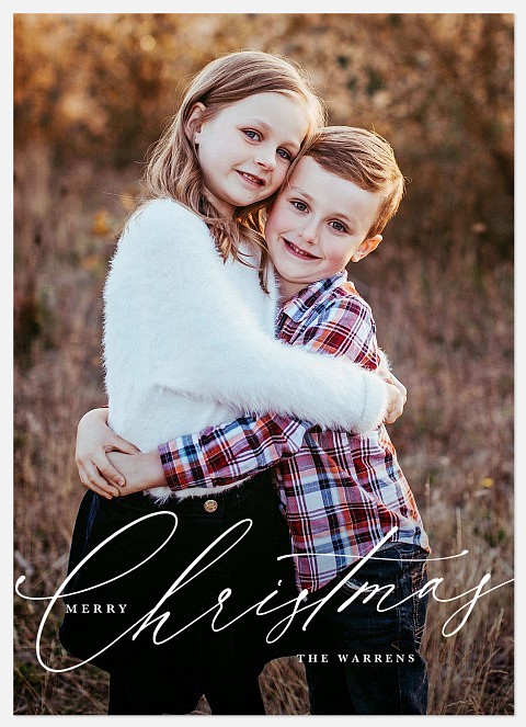 Simple Calligraphy Holiday Photo Cards