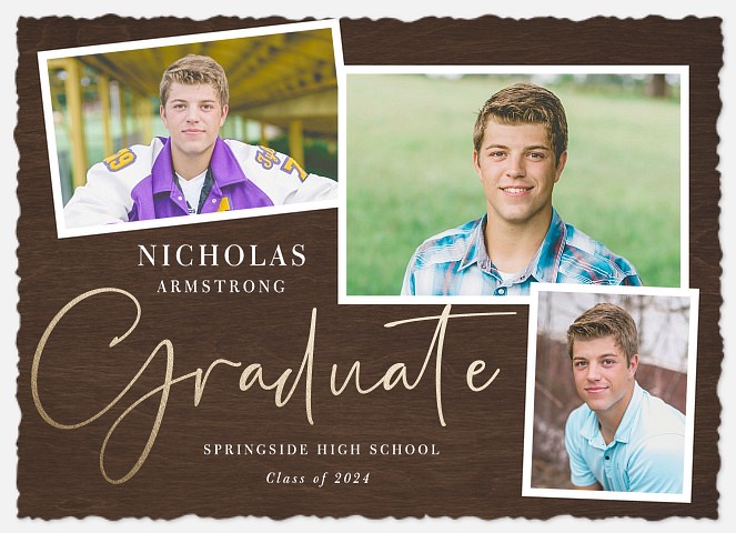 Woodgrain Snapshots Graduation Cards