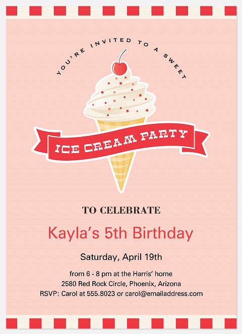Ice-cream Social  Kids' Birthday Invitations