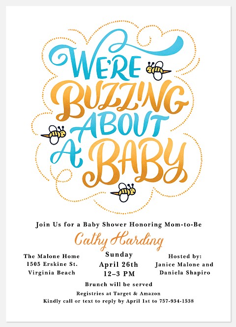 Baby Buzz Baby Shower Invitations