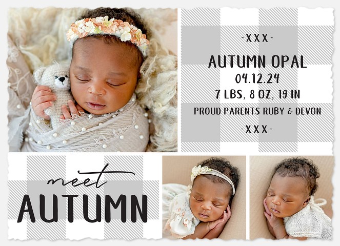 Gray Flannel Baby Birth Announcements