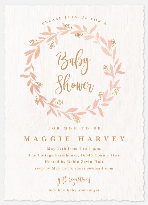 Blushing Laurel Baby Shower Invitations