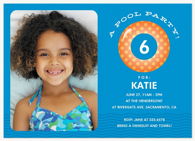 Party Waves Girl Birthday Party Invitations
