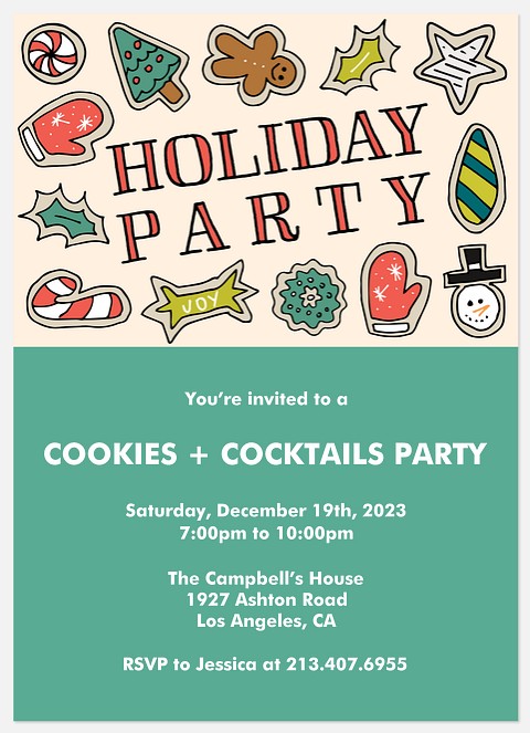 Jolly Cookies Holiday Party Invitations
