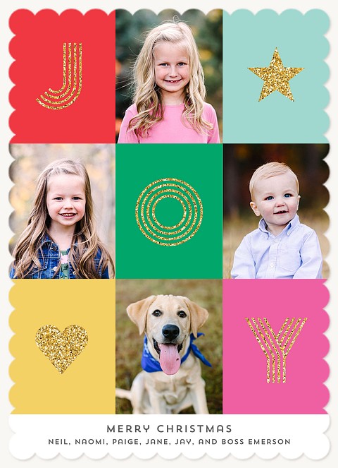 Joyful Colorblocks Personalized Holiday Cards