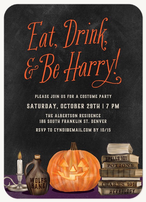 Eat, Drink & Be Harry Halloween Party Invitations