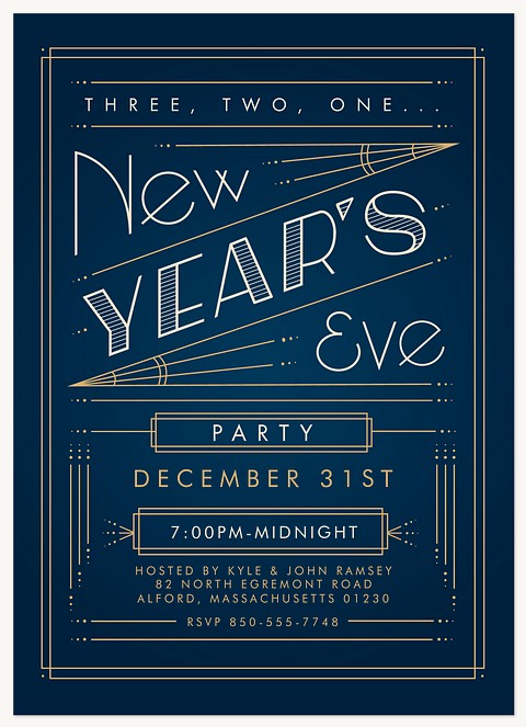 New Year Deco Holiday Party Invitations