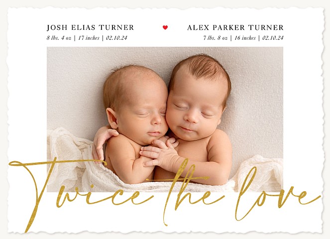 Twice the Love Twin Birth Announcements