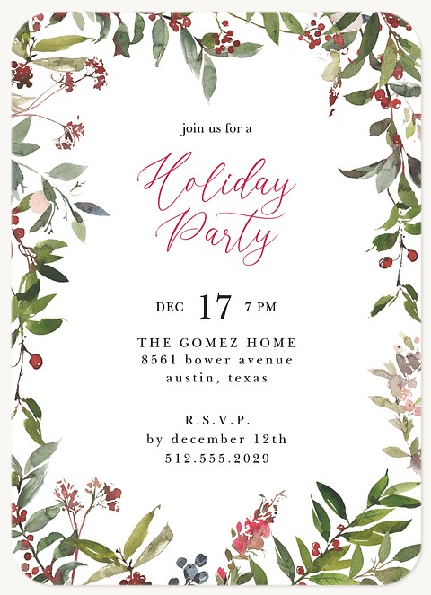 Wispy Botanicals Holiday Party Invitations