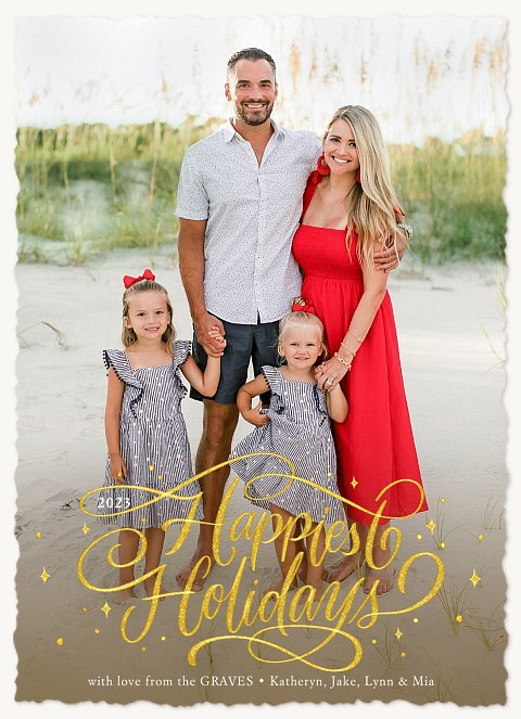 Golden Lettering Personalized Holiday Cards
