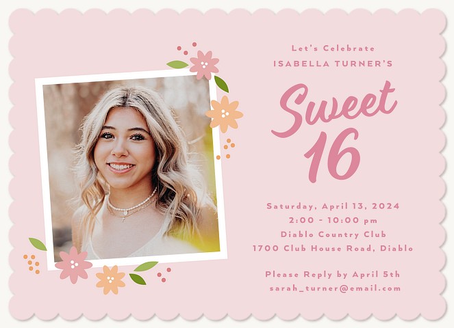 Sweet Floral Teen Birthday Invitations