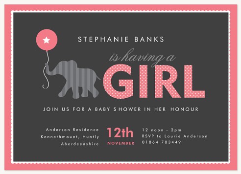 Baby Elephant Girl Baby Shower Invites