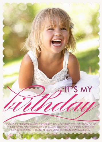 Fuschia Pattern Girl Birthday Party Invitations
