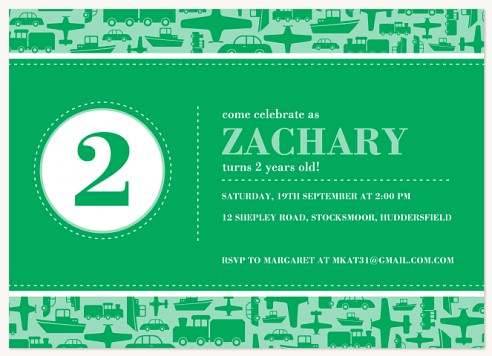 Total Transport Kids Birthday Invitations