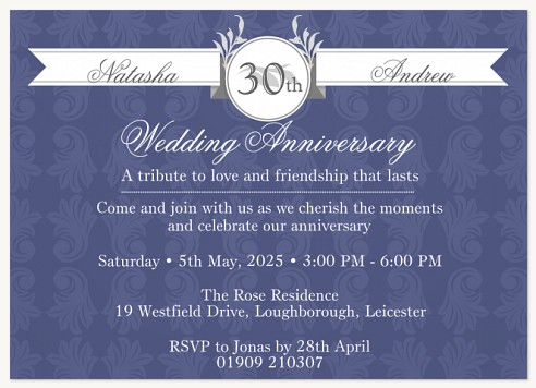 Sea Blue Shells Wedding Anniversary Invitations