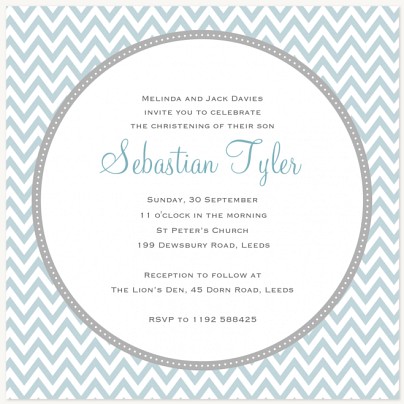 Sky Blue Chevron Christening Invitations | Christening Invites