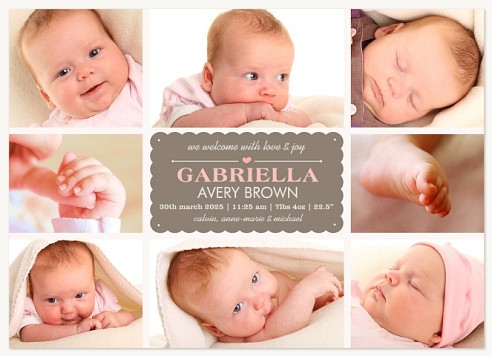 Eight X Pink Love Baby Announcements