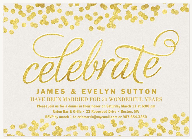 Gold Days Wedding Anniversary Invitations