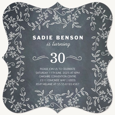 White Vines Adult Birthday Party Invitations