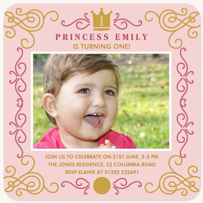 Gold Crown Kids Birthday Invitations