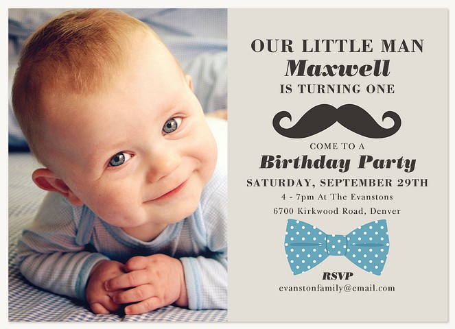 Little Man Boy Birthday Party Invitations
