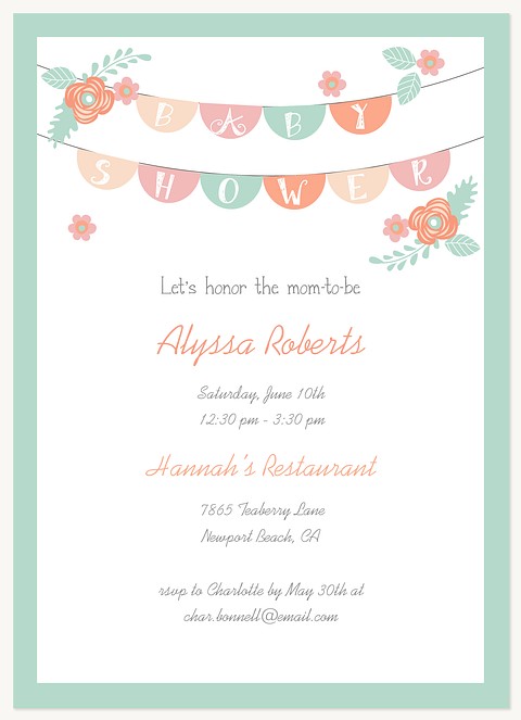 Bunting Blossoms Baby Shower Invites