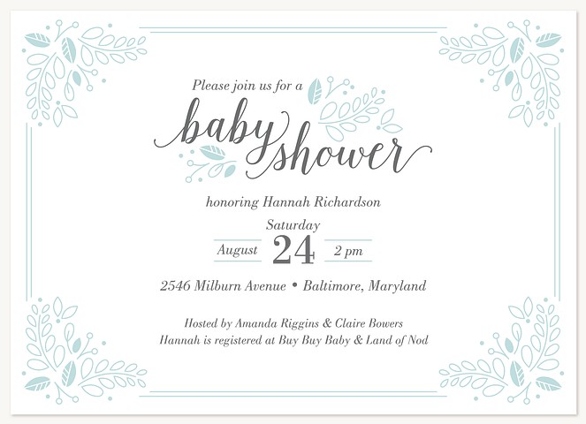 Delicate Leaves Baby Boy Shower Invitations, Baby Shower Invitations
