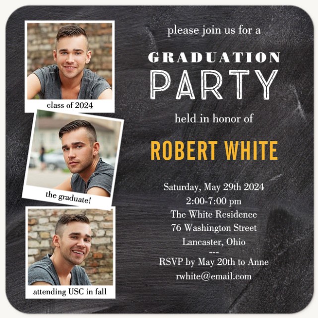 Chalkboard Bash Graduation Invitations