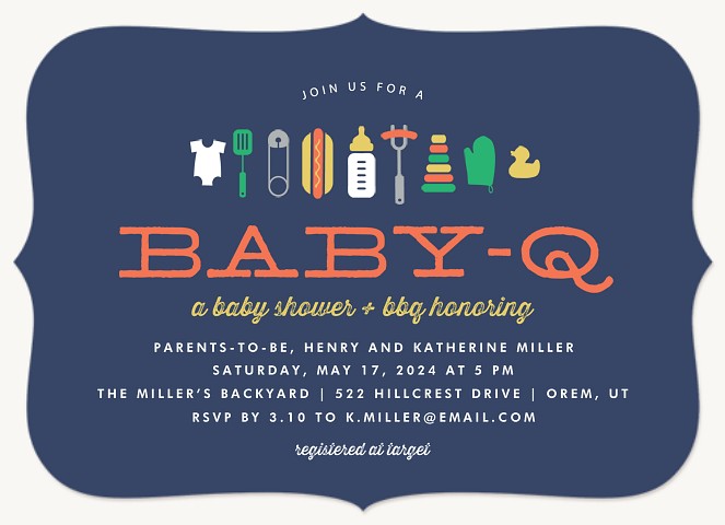 Backyard Baby-Q Couples Baby Shower Invitations
