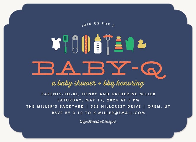 Backyard Baby-Q Baby Shower Invites