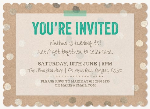 Shining Dots Adult Birthday Party Invitations