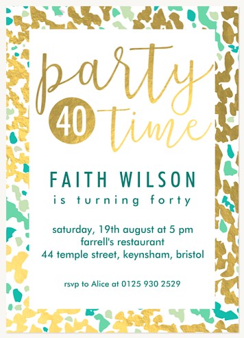 Speckled Print Adult Birthday Party Invitations